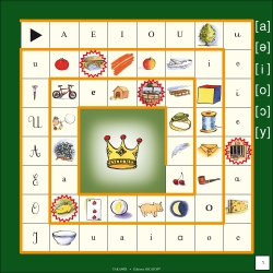 Exemple de plateau de jeu de l'oie (27 x 27 cm)