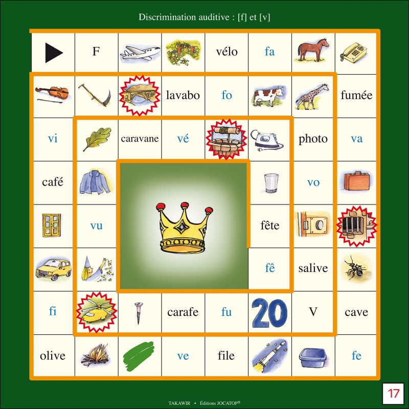 Exemple de plateau de jeu de l'oie (27 x 27 cm)