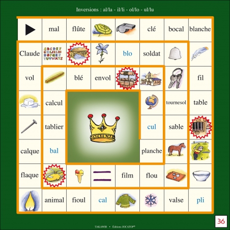 Exemple de plateau de jeu de l'oie (27 x 27 cm)