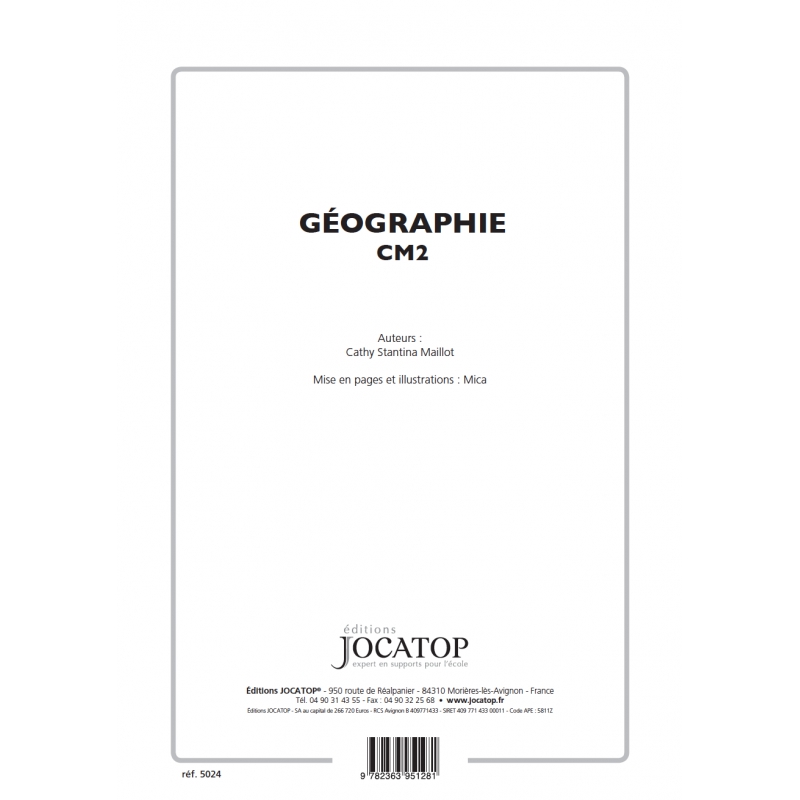 Extrait du fichier Enseigner la géographie – CM2 – Mallette pédagogique complète – JOCATOP