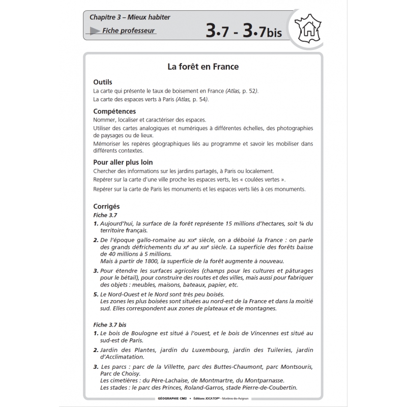 Extrait du fichier Enseigner la géographie – CM2 – Mallette pédagogique complète – JOCATOP