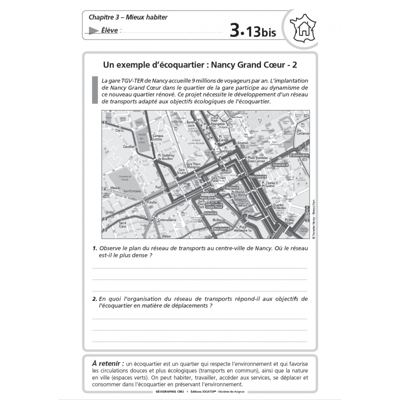 Extrait du fichier Enseigner la géographie – CM2 – Mallette pédagogique complète – JOCATOP