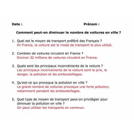exercices questions/réponses avec corrigé