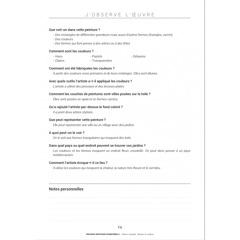 Obsercation de l'oeuvre
Ensemble pédagogique – Pratiques artistiques – Maternelle (PS, MS, GS) – JOCATOP