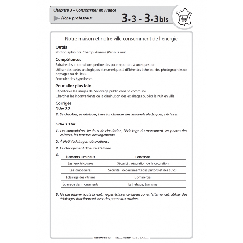 Extrait du fichier Enseigner la géographie – Géographie – CM1 – Mallette pédagogique PE – JOCATOP