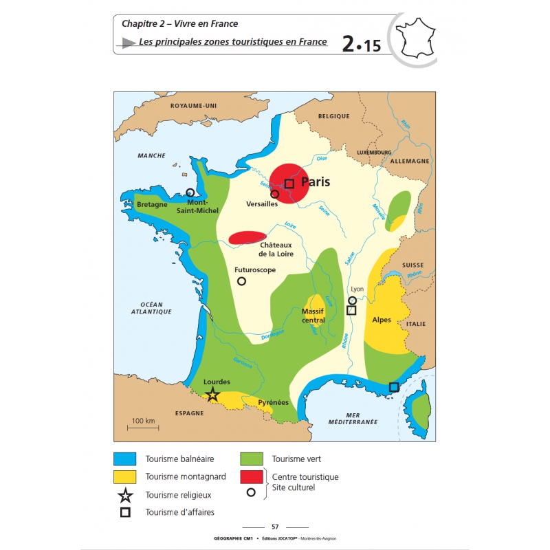 Extrait de l'atlas Enseigner la géographie – Géographie – CM1 – Mallette pédagogique PE – JOCATOP