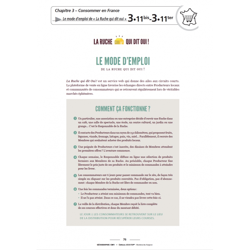 Extrait de l'atlas Enseigner la géographie – Géographie – CM1 – Mallette pédagogique PE – JOCATOP