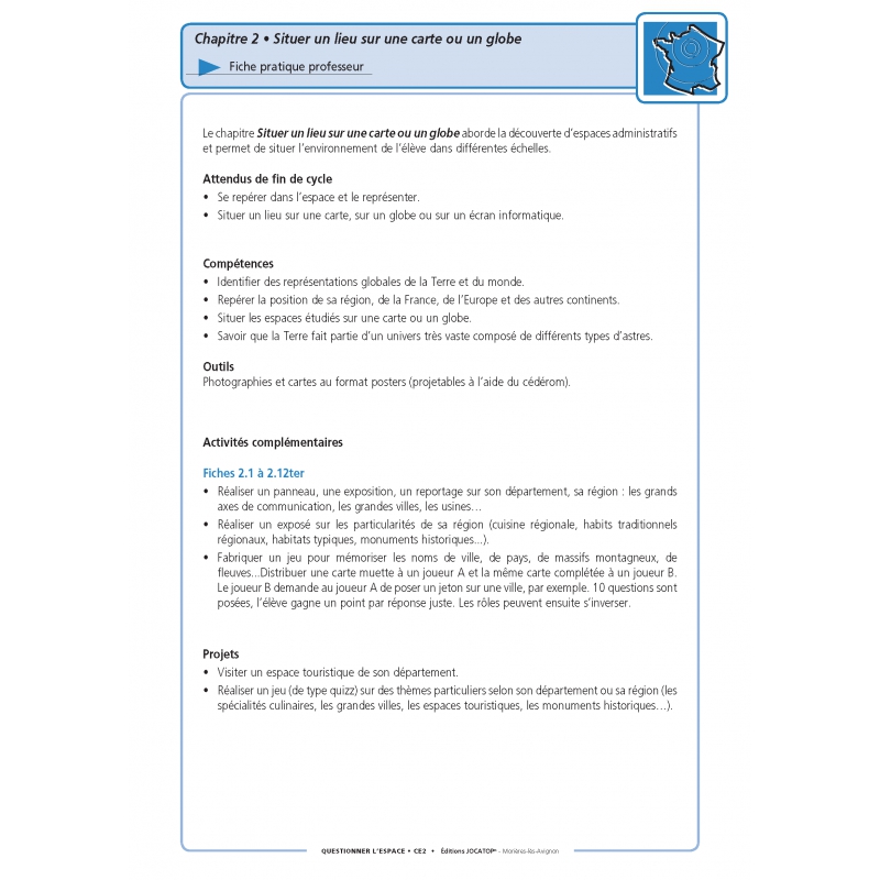 Extrait du fichier - fiche enseignant Questionner l’espace et les espaces – Géographie – CE2