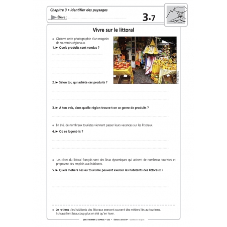 Fiche élève Questionner l’espace et les espaces – Géographie – CE2 – Ensemble pédagogique complet – JOCATOP