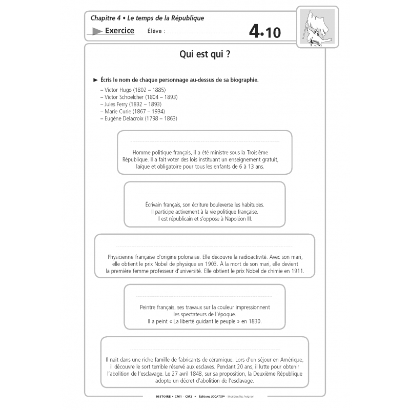 Histoire – CM1 CM2 – Dossier pédagogique – Pédagogie innovante – JOCATOP