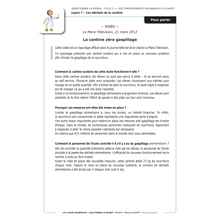 LES LEÇONS NUMÉRIQUES QUESTIONNER LE MONDE –  Les comportements favorables à la santé