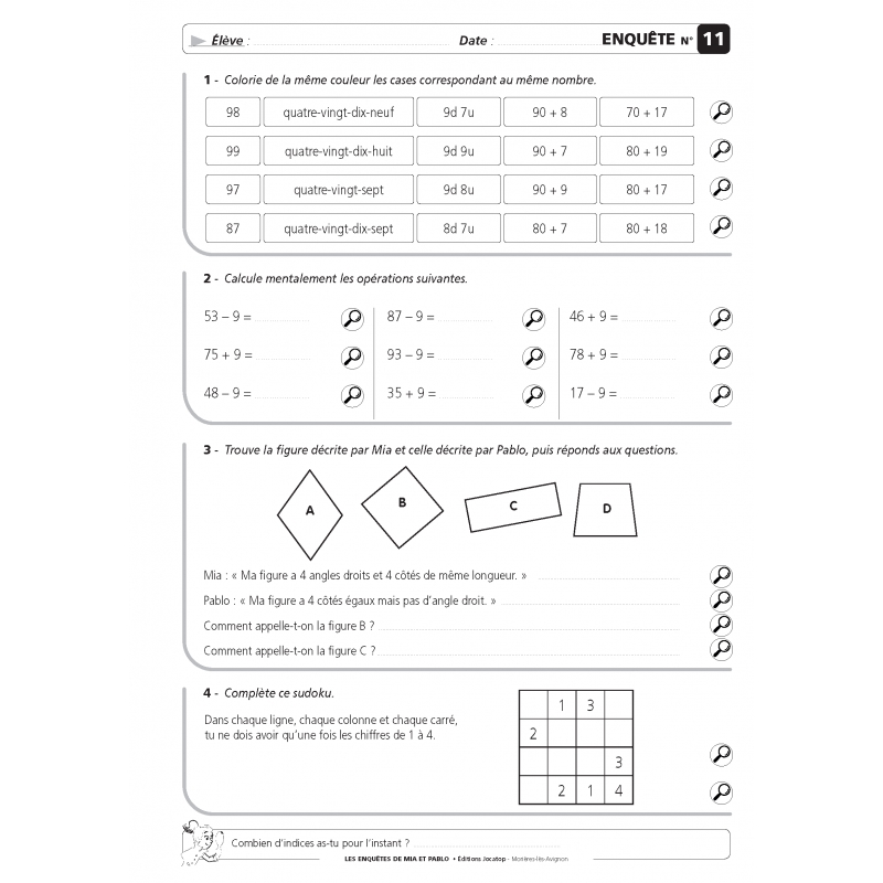 Rallyes de mathématiques – CE1 – Fichier photocopiable – JOCATOP