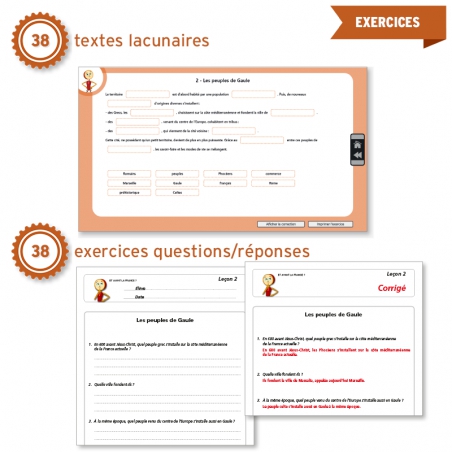 Un ensemble de 76 exercices : textes lacunaires et questions/réponses.