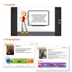 Un lexique des mots difficiles et des biographies pour chaque personnage clé.