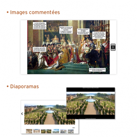 • Des images commentées : une lecture guidée reprenant les points clés de chaque ressource• Des diaporamas thématiques