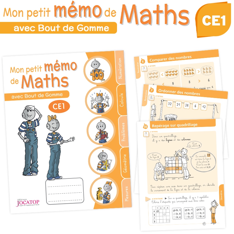 Cahier de Révision de Mathématiques CE1 | Mon petit mémo de Maths avec Bout de Gomme – JOCATOP