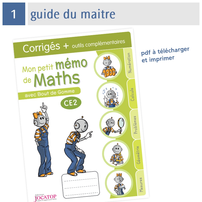 Cahier de Maths CE2 – Mon petit mémo de mathématiques avec Bout de Gomme – JOCATOP