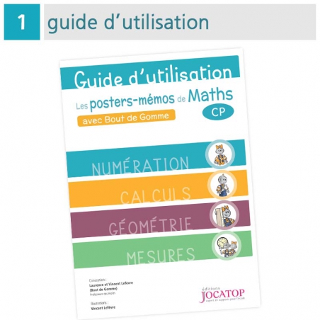 Nombres et calculs, géométrie, grandeurs et mesures – Mathématiques CP – Posters-Mémos avec Bout de Gomme – JOCATOP