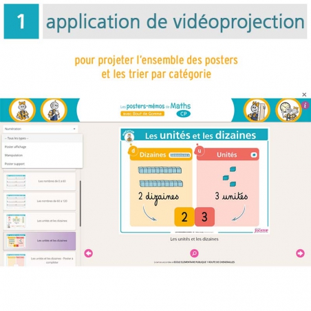 Nombres et calculs, géométrie, grandeurs et mesures – Mathématiques CP – Posters-Mémos avec Bout de Gomme – JOCATOP