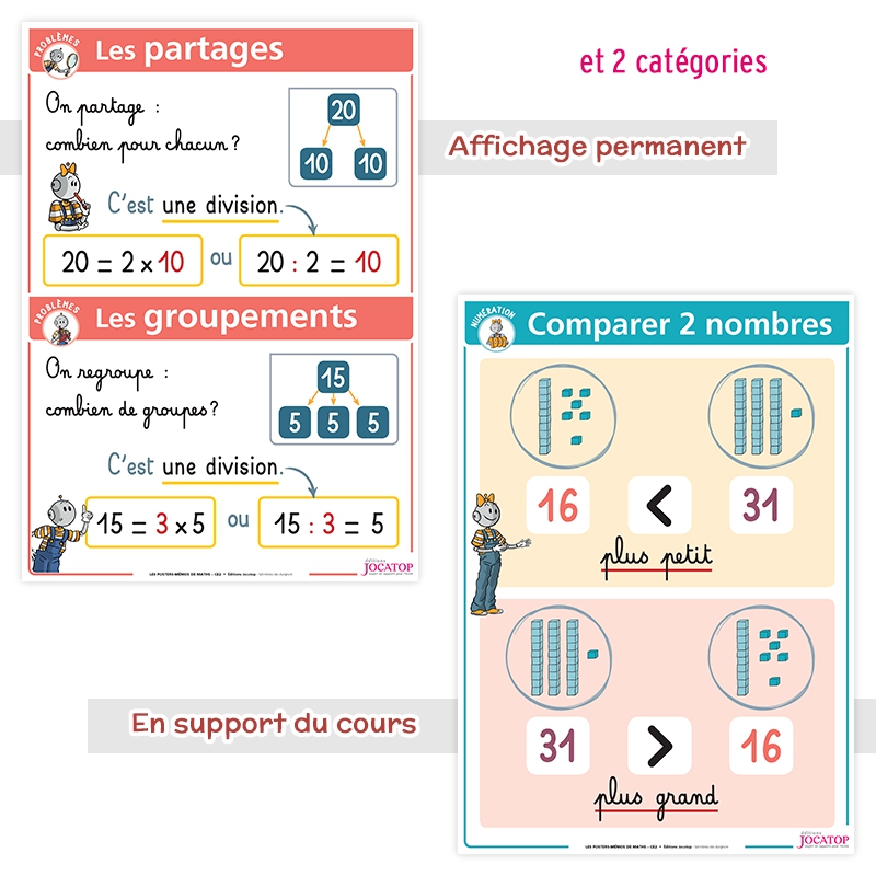 Synthétiser le programme de Mathématiques CE2 – Posters-Mémos avec Bout de Gomme – Jocatop