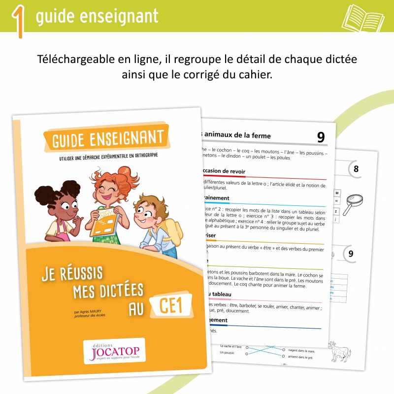 Cahier d’exercices de dictées – niveau CE1 - JOCATOP