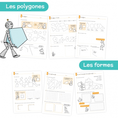 Géométrie CE1 – Cahier de Mathématiques et Grandeurs & Mesures – Je réussis en géométrie avec Bout de Gomme – JOCATOP