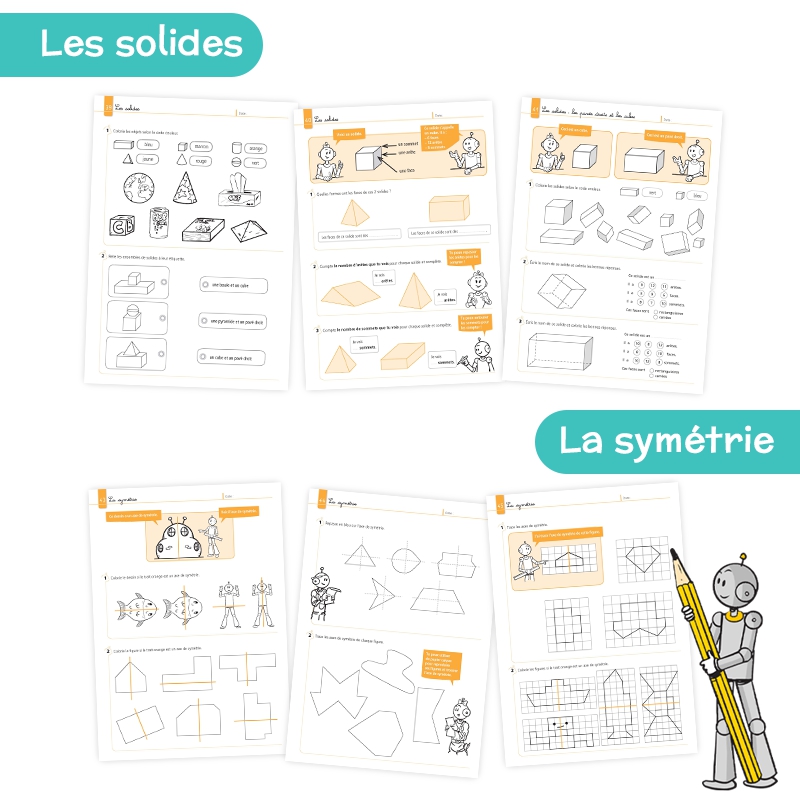 Géométrie CE1 – Cahier de Mathématiques et Grandeurs & Mesures – Je réussis en géométrie avec Bout de Gomme – JOCATOP