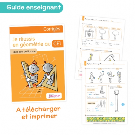 Géométrie CE1 – Cahier de Mathématiques et Grandeurs & Mesures – Je réussis en géométrie avec Bout de Gomme – JOCATOP