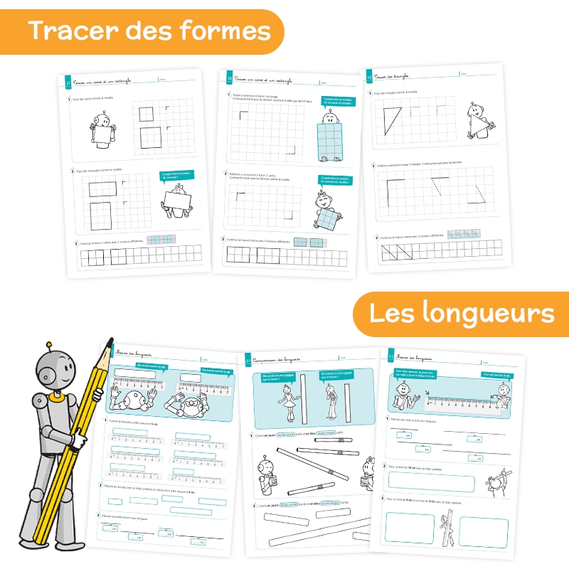 Apprendre la géométrie – Mathématiques CP – Cahier d’exercices de grandeurs et mesures – JOCATOP