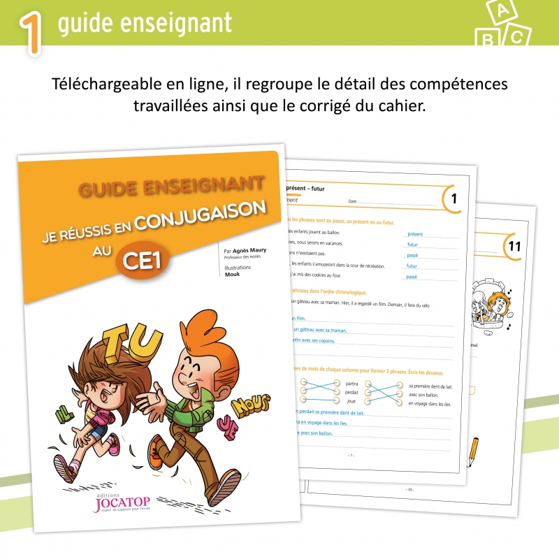Apprendre à conjuguer en Français – Cahier de conjugaison CE1 – JOCATOP