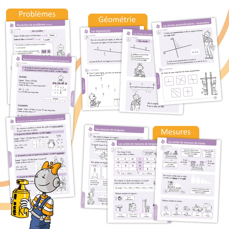 Cahier mémo de mathématiques CM1 – Nombres, calculs, géométrie et mesures – Bout de Gomme – JOCATOP