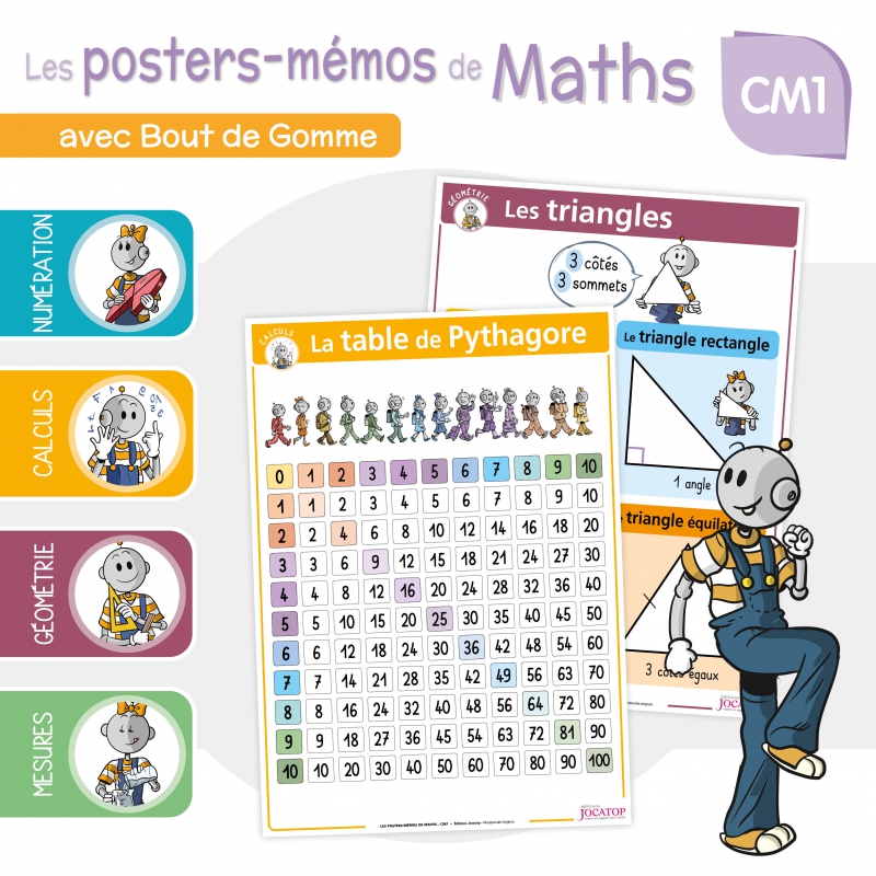Mathématiques CM1 – Posters-Mémos pour la classe avec Bout de Gomme – JOCATOP