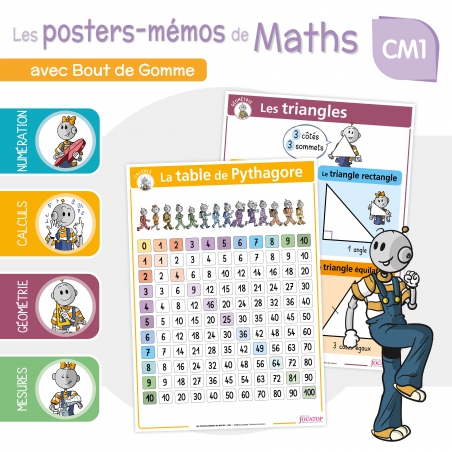 Mathématiques CM1 – Posters-Mémos pour la classe avec Bout de Gomme – JOCATOP