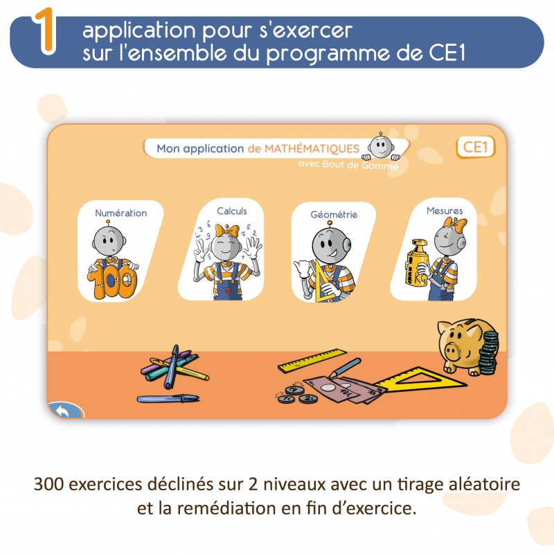 Apprendre les mathématiques – Nombres et calculs, géométrie, mesures – Application interactive CE1 – JOCATOP