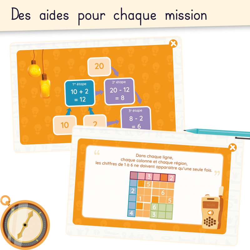 Maths CE2 – Escape Game éducatif interactif – Nombres, Géométrie, Grandeurs & Problèmes – Application pédagogique – JOCATOP