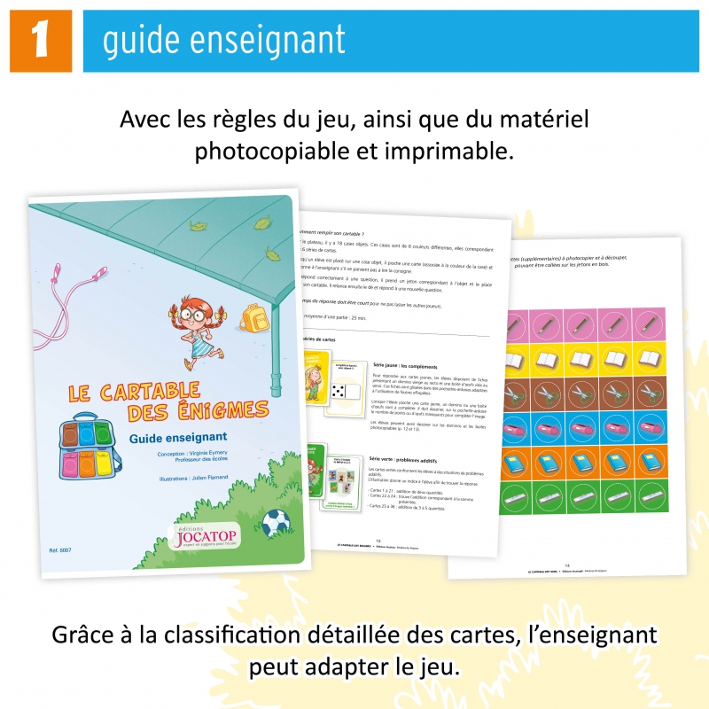Jeu éducatif – Questionner le monde – GS – Cartable des énigmes – JOCATOP