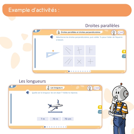 Mathématiques – Nombres et calculs, Géométrie, Mesures & Résolution de problèmes – Application éducative CM1 – JOCATOP